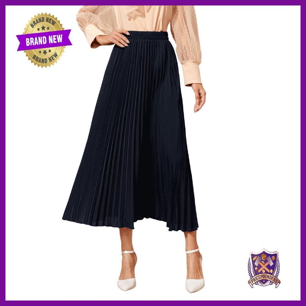 Longline Pleated Skirt Polyester Elastane Work Casual Wear